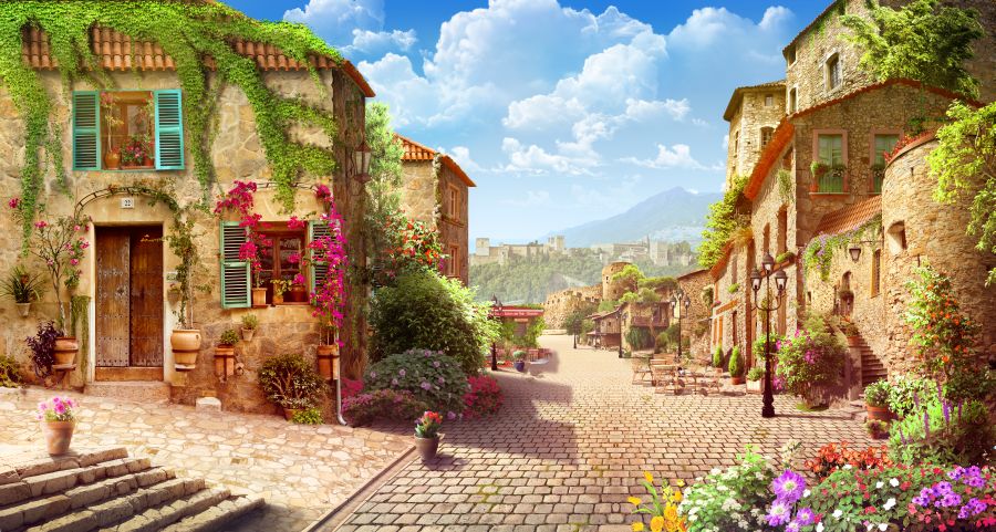 Картина на холсте Улица в провансе, арт hd0599701